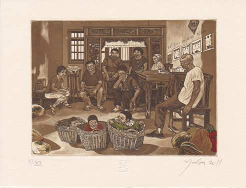 Family joy at harvest time
Malou Hung
c3/c5/col
2011
10 x 13.2 cm
Image Courtesy of Malou Oi Yee Hung